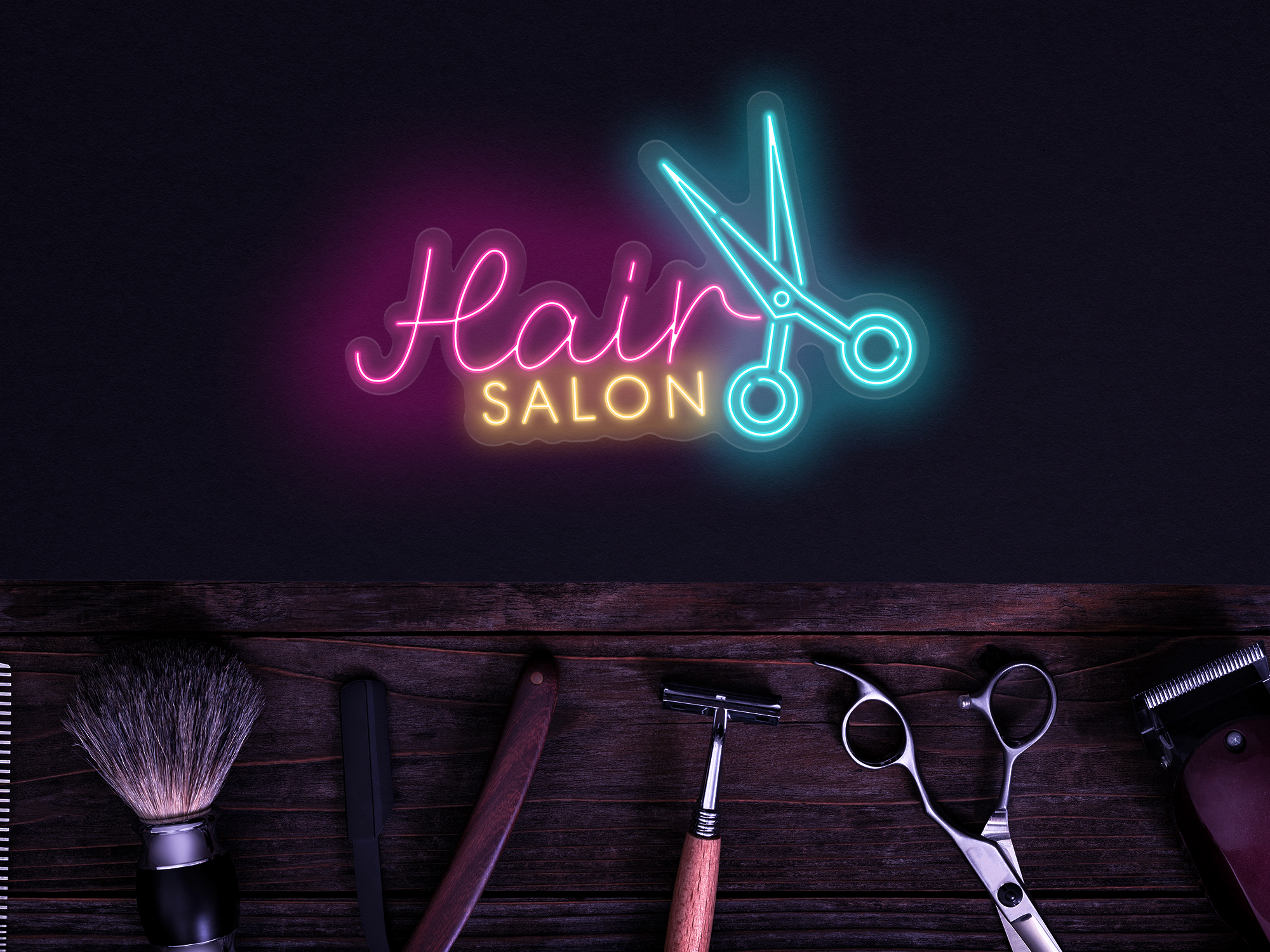 hair,beauty and nail salon neon sign