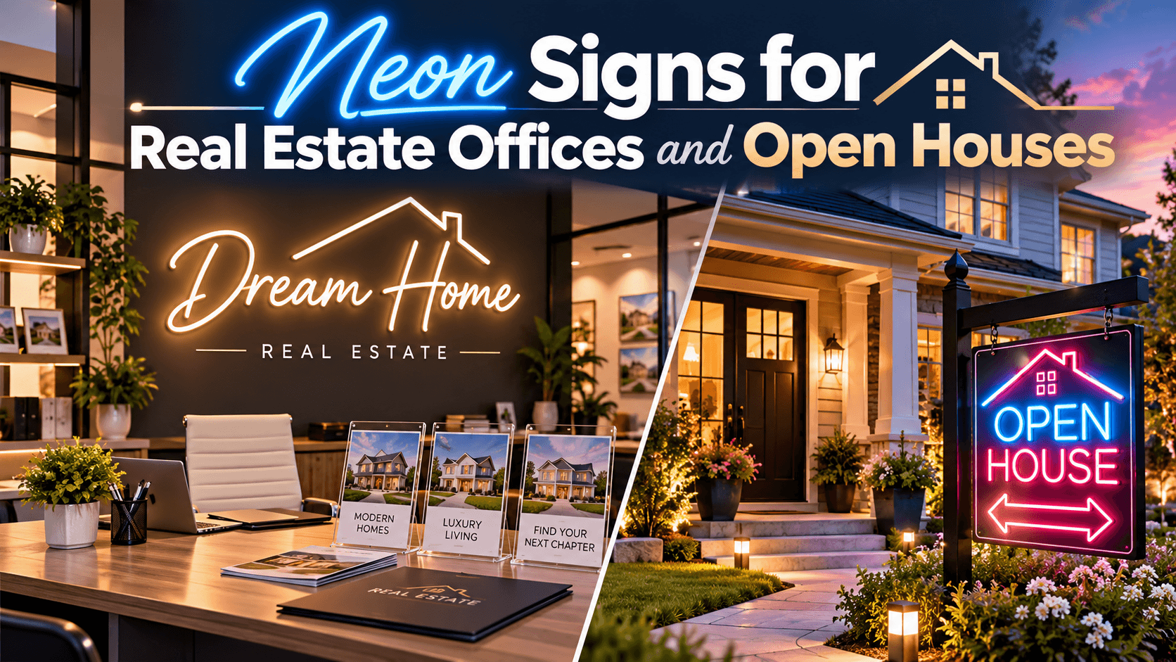 Neon Signs for Real Estate Offices and Open Houses Neon Signs for Real Estate Offices and Open Houses